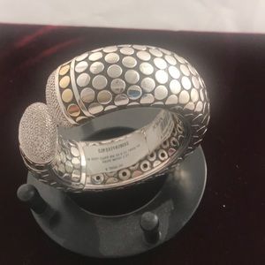 John Hardy Diamond sterling and 18k cuff bracelet
